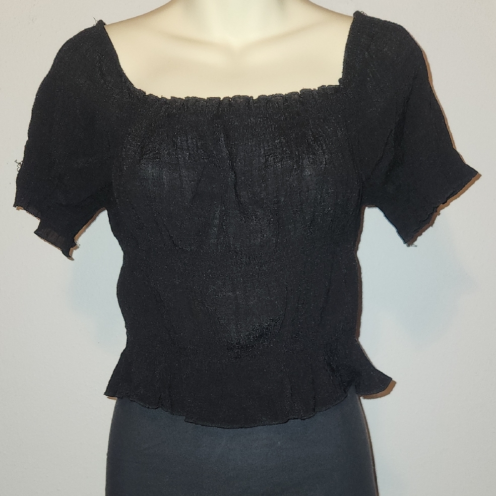 Timing Elegant Gauzy Black Women's Top
